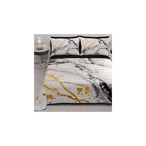 PETTI Artigiani Italiani - Couvre-lit d'été 260x270 cm 100 g/m² Double Face, Couette légère pour lit Double, Printemps, Modèle Marbre Gris Clair, 100% Fabriqué en Italie