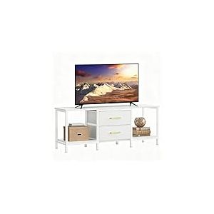 YITAHOME Meuble TV jusqu'&agrave; 47", Meuble TV avec 2 tiroirs en Tissu et 2 &eacute;tag&egrave;res Ouvertes, Commode 110 x 30 x 50 cm pour Salon, Salle de Divertissement, Chambre &agrave; Coucher, Cadre en Acier