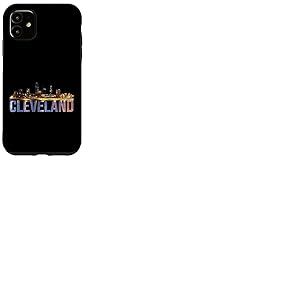 The Land Night Downtown Cleveland Skyline Art Ohio Downtown Coque pour iPhone 11