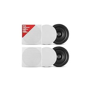 Pyle Enceintes Midbass 2 Voies - Système d'Enceinte Plafond/Murale -Tweeter en Polymère Haute Conformité de 1,3 cm – Haut Parleur Encastrable Plafond