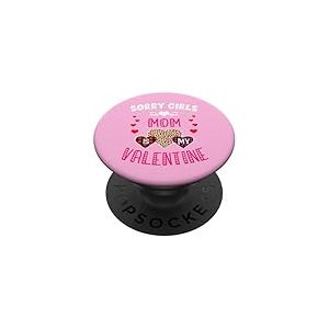 Sorry Girls Mommy is My Valentine C&oelig;urs l&eacute;opard et Plaid PopSockets PopGrip Adh&eacute;sif