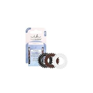 Invisibobble élastique cheveux transparent, noir et marron Power 6x | Elastique spirale cheveux epais avec tenue extra forte | Elastiques cheveux sans traces