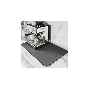 DK177 Tapis de séchage absorbant les taches avec revers en caoutchouc imperméable, convient sous la machine à café, machine à café, cafetière (gris foncé, 61 x 40,6 cm)