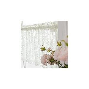H.ebony Rideau de fen&ecirc;tre semi-transparent en dentelle florale ivoire pour petite fen&ecirc;tre, 132,1 x 45,7 cm, beige clair