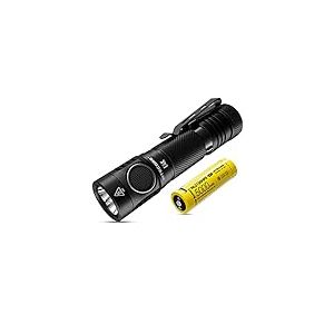 Nitecore E4K Lampe Torche - LED Ultra Puissante 4400 Lumens - Lumière Blanche - Lampe De Poche Étanche IP68 ([ Batterie Li-Ion 21700 USB C Rechargeable Inclus ])