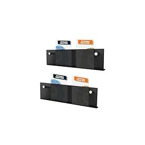 TUKA-i-AKUT Lot de 2 &Eacute;tag&egrave;res Murales de 60cm, Acrylique Extra R&eacute;sistant, Support Mural pour Magazines Journaux Brochures Livres, Porte-Revues Porte-Prospectus Murales Noir TKD8256-60cm-2x