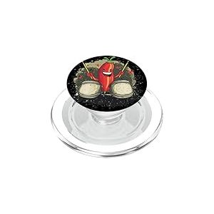 Superbe paprika chili avec batterie pour les amateurs de musique rock PopSockets PopGrip pour MagSafe
