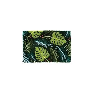 Vervaco Kit Tapis Point Nou&eacute; &Aacute; Faire FEUILLES Broderie Debutant DIY Latch Hook Kit Complet Decoration Maison Manuelle Loisir Cr&eacute;atif ca. 70 x 45 cm Embroidery