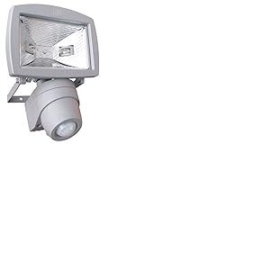 Tibelec 344240 Projecteur Eco-Halogène avec Détecteur de Mouvement Extérieur Fonte d'Aluminium Gris 120 W