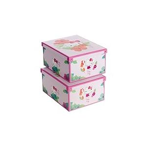 Lavatelli Lot de 2 boîtes de Rangement en Carton, avec Couvercle, pour Ranger, boîtes Cadeau, 39x50x24 cm Hello Kitty