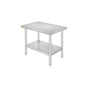 VEVOR Table de Travail Cuisine INOX, Plan de Travail Cuisine en 2 Etage, Table de Travail en Acier Inoxydable pour Préparation de Cuisine d'Aliment des Repas Hôtels Bureaux Hôpitaux (60X90X80)