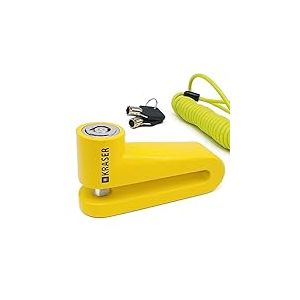 KRASER KR710Y Antivol Bloque Disque Moto, Jaune ø10mm Plus Dissuasif, Serrure avec Balle Anti-Perçage, Sécurité Compacte, Facile à Transporter, Bloc Disc Frein Roue pour Moto Scooter Velo Electrique