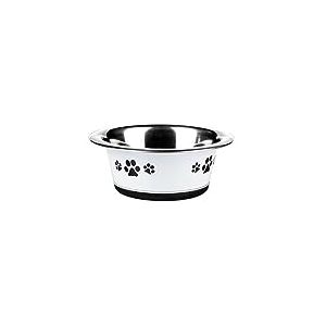 Classic Pet Products Gamelle classique Motif pattes Plat de chat, 240 ml, Blanc