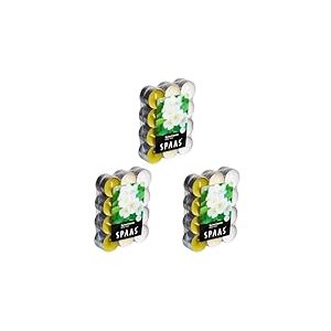 Spaas 24 bougies chauffe-plat parfumées, couleurs assorties, ± 4,5 heures, jasmin spirituel, Blanc (Lot de 3)