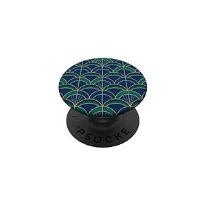Art Deco Fan Pattern Vintage Style Blue Green PopSockets PopGrip Adh&eacute;sif