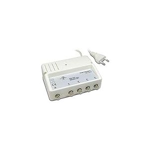 Metronic Amplificateur répartiteur blindé réglage de Gain/4 Sorties fiche F - 432175 Blanc