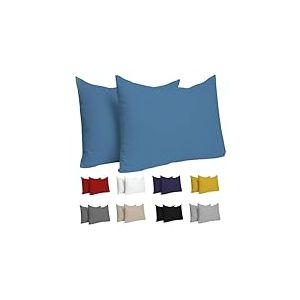 Taie Oreiller 50 x 70 cm Coton (Lot de 2) Dreamzie - 100% Coton Jersey 150 GSM -Bleu - Taie d'oreiller 50x70 cm- Housse de Coussin Résistant et Hypoallergénique pour Oreiller 50x70 cm