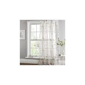 Dreams & Drapes - Rideau Simple à Motif Floral Summer Meadow pour fenêtres - 140 x 182 cm - Filet de fenêtre Fleurs et Oiseaux - Rideau en Voile pour Chambre - Voilages intérieurs