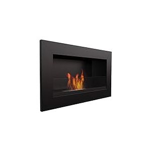 Cheminée Murale décorative Kratki biocheminée Golf Noir 374mm x 648mm TÜV - Testé en Rhénanie avec vitre