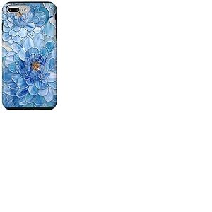 Chrysanthème Bleu Naissance Novembre Fleur Florale teintée Coque pour iPhone 7 Plus/8 Plus