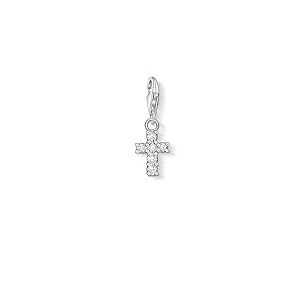 Thomas Sabo Femmes-Pendentif charm Croix Charm Club Argent Sterling 925 Oxyde de Zirconium blanc 0054-051-14