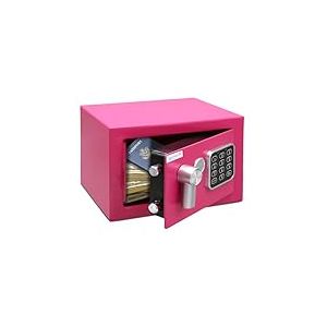 SereneLife Coffre-Fort Numérique en Acier – 23x17x17 cm, Sécurité Électronique + Clé, Rangement pour Argent, Armes, Bijoux, Passeports – Pour Maison, Hôtels, Placards, Bureau – Rose