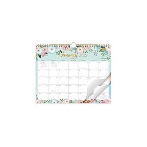 Calendrier mural 2025-2026 – Calendrier 2025-2026, juillet 2025 à décembre 2026, 27,9 x 21,6 cm, calendrier mural 2025-2026 avec reliure à double spirale + papier épais – Motif floral