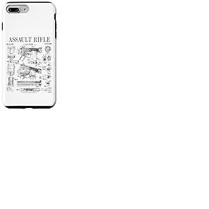 Fusil d'assaut vintage pistolet militaire arme à feu brevet Coque pour iPhone 7 Plus/8 Plus