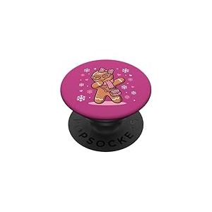 Dabbing Gingerbread Christmas Coquette Noeud Rose L&eacute;opard Fille PopSockets PopGrip Adh&eacute;sif