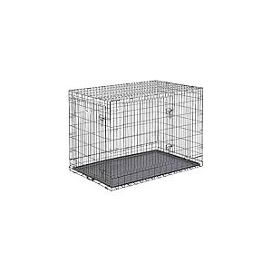 MidWest Homes for Pets 748UP Cage pour chien Ultima Pro Series de 121,92 cm ; cage pour chien pliante en métal à double porte avec panneau de séparation, pieds à roulettes protégeant le sol