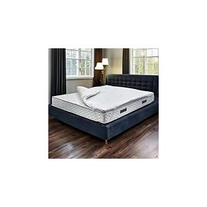 Talamo Italia - Surmatelas Double Sagittaire, Ensemble Matelas avec oreillers, Surmatelas en Mousse à mémoire de Forme, surmatelas hypoallergénique et Respirant, 100% Made in Italy, 180x200xh5 cm