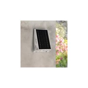 M Ledme - Applique murale solaire LED d'ext&eacute;rieur White Eyes avec d&eacute;tecteur de mouvement et de cr&eacute;puscule, 800 lm, 1,3 W, IP44, lumi&egrave;re blanche naturelle (4 000 K) pour jardin, terrasse, fa&ccedil;ade, mur