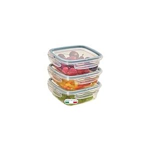 Snips, SnipsLock Square, Boîte de conservation Carrée, Boite Rangement Frigo 0,50 Lt, 3 pcs, 4 Fermetures de sécurité, 14,7 x 14,7 x 8 cm, Made in Italy
