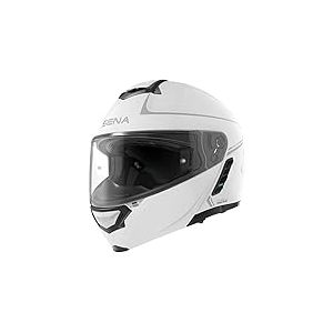 Sena Impulse Casque Modulable ECE Bluetooth, Sound by Harman Kardon Casque, visière Solaire et système Intercom Mesh intégré / MP3 / Commande Vocale (Blanc Brillant, M)