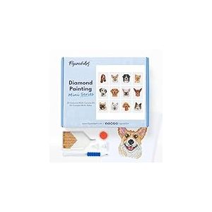 Figured’Art Mini Série Diamond Painting - Coffret Premium 12 toiles de 15x18cm Chiens - Broderie Diamant avec Strass Carrés - Kit Complet 5D DIY Activité Manuelle Loisirs Créatifs Adultes
