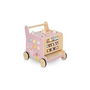 Mamabrum Trotteur en bois pour enfants, poussoir 2 en 1, cube moteur, jouet d'éducation précoce : porteur, trieur, labyrinthe, boulier, blocs avec chiffres, curseur, roues antidérapantes