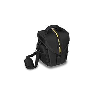 PEDEA Sacoche pour Appareil Photo *Essex* Sac Photo pour Appareil Photo Reflex avec Protection Contre la Pluie, bandoulière et Compartiments pour Accessoires, Taille L Noir/Jaune