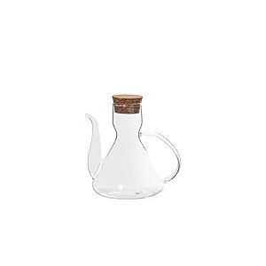 DRW Huilier en Verre Borosilicate de 250 ML avec Bouchon en liège Transparent 13,5 x 9,5 x 9,5 cm