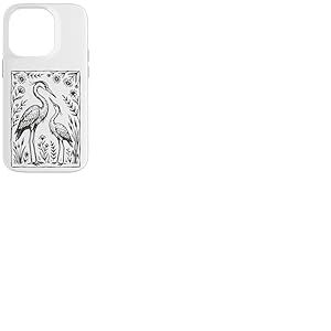 H&eacute;rons Fleurs Illustration Fleurs Sauvages Coque pour iPhone 14 Pro