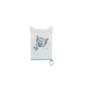 LOONEY TUNES &ndash; Gant De Toilette B&eacute;b&eacute; Tom &ndash;Toilette Enfant Douce - Nettoyage Peau, Visage, Corps - Gant Lavant Brod&eacute; &ndash; Tom & Jerry&ndash; Cadeau Naissance - Lavable, R&eacute;utilisable - Produit Officiel