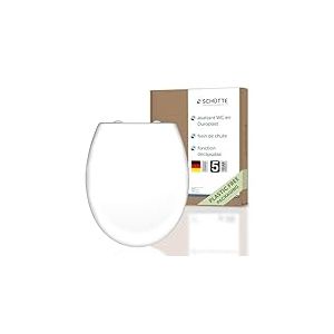 Siège de WC Schütte avec abaissement automatique, couvercle de WC et fermeture rapide pour le nettoyage, couvercle de WC en plastique thermodurci (charge max. de la lunette 250kg) Cuvette de WC, blanc