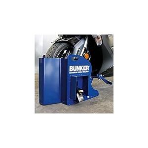 BUNKER BP68S Antivol S&eacute;curit&eacute; Maximale pour Le Stationnement avec Cale de Roue R&eacute;glable, Ancre de Scooter Blind&eacute;e, Cadenas en Acier, Bleu