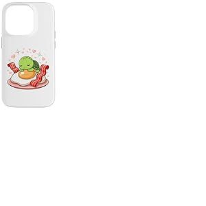 Tortue Kawaii sur Oeuf Au Plat Et Bacon Coeurs Coque pour iPhone 14 Pro