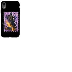 Chaudron magique chat noir nuit Halloween Coque pour iPhone XR