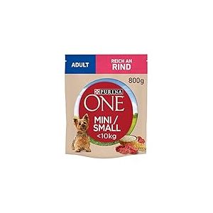 PURINA ONE Mini/S Lot de 8 boîtes de Nourriture sèche pour Chiens de Petite Taille, Riches en bœuf et Riz 8 x 800 g