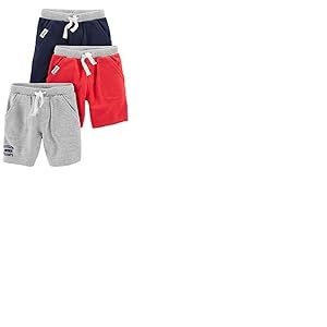 Simple Joys by Carter's Multi-Pack Knit Shorts, Rouge/Gris/Bleu Marine, 12 Mois (Lot de 3) Bébé garçon
