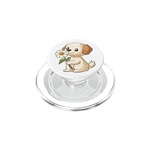 Chien avec Fleur pour Amoureux des Chiots, Femmes et Filles, Chien Mignon PopSockets PopGrip pour MagSafe