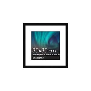 Americanflat Cadre Photo 35x35 cm en Noir - Cadre Photo 25x25 cm avec Passe-partout et 35x35 cm sans Passe-partout - Plexiglass, Matériel de Montage sur Mur