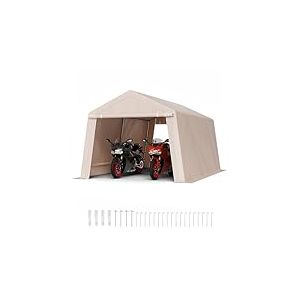 VEVOR Abri de Jardin, 305x458 cm, Tente de Rangement, avec Double Porte &agrave; Fermeture &Eacute;clair Enroulable, Abri de Stockage Portable Robuste, Garage Ext&eacute;rieur pour Motos, V&eacute;los, Outils de Jardin, Beige