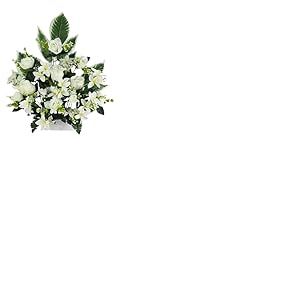 DRW Centre de Fleurs artificielles cimetière processions, églises, Mariages ou tombes, Blanc 54 x 20 x 60 cm